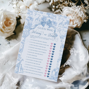 Blue Toile Safari Animal Baby Mama oder Vater Game