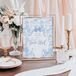Blue Toile Safari Animal Baby Shooter Gästebuch