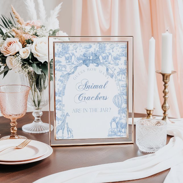 Blue Toile Safari Animal Baby Showspiel Poster (Von Creator hochgeladen)