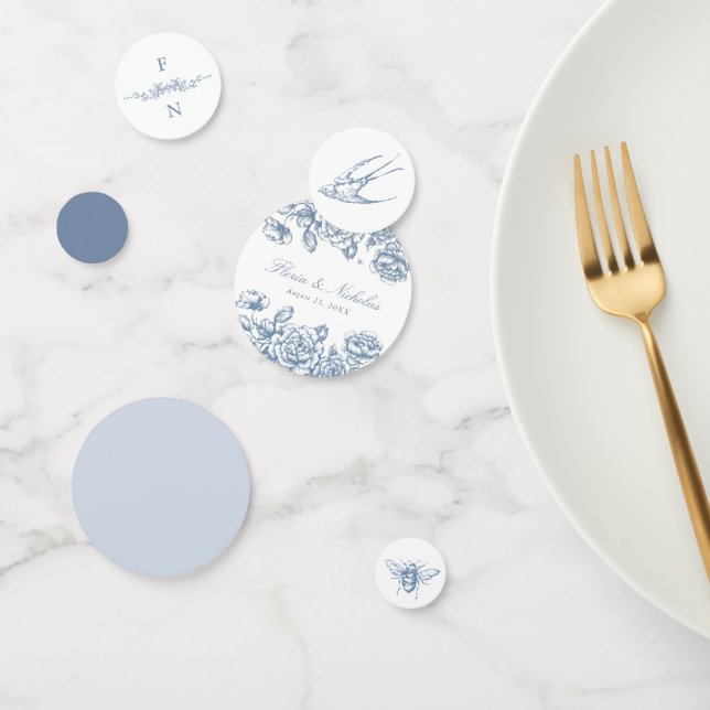 Blue Toile Wedding Table Confetti Chinoiserie Konfetti (Gruppe)