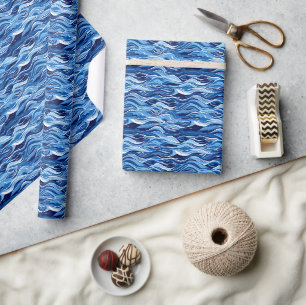 Blue Tones Water Wave Muster Sport Jersey Backgr Geschenkpapier