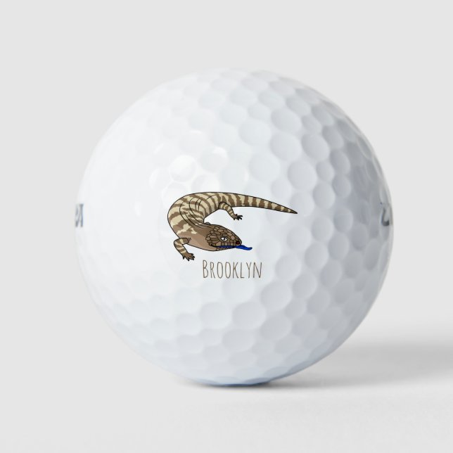 Blue tongue lizard reptile cartoon golfball (Vorderseite)