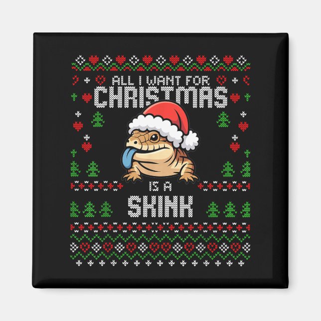 Blue Tongued Skink Christmas Ugly Xmas Sweater Her Magnet (Vorne)