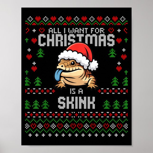 Blue Tongued Skink Christmas Ugly Xmas Sweater Her Poster (Vorne)