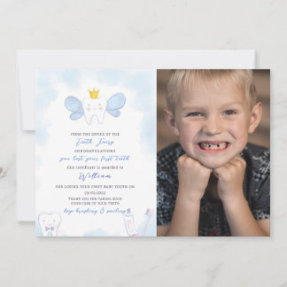 Blue Tooth Fairy Letter mit Foto Einladung