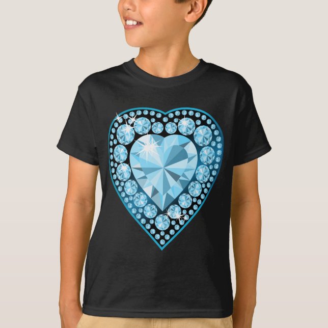 Blue Topaz Gem Herz T-Shirt (Vorderseite)