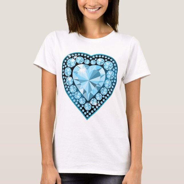 Blue Topaz Gem Herz T-Shirt (Vorderseite)