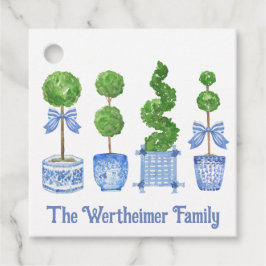 Blue Topiary Chinoserie Favor Tag Geschenkanhänger