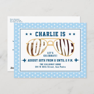 Blue TopOne Fighting Pilot zum ersten Geburtstag Postkarte