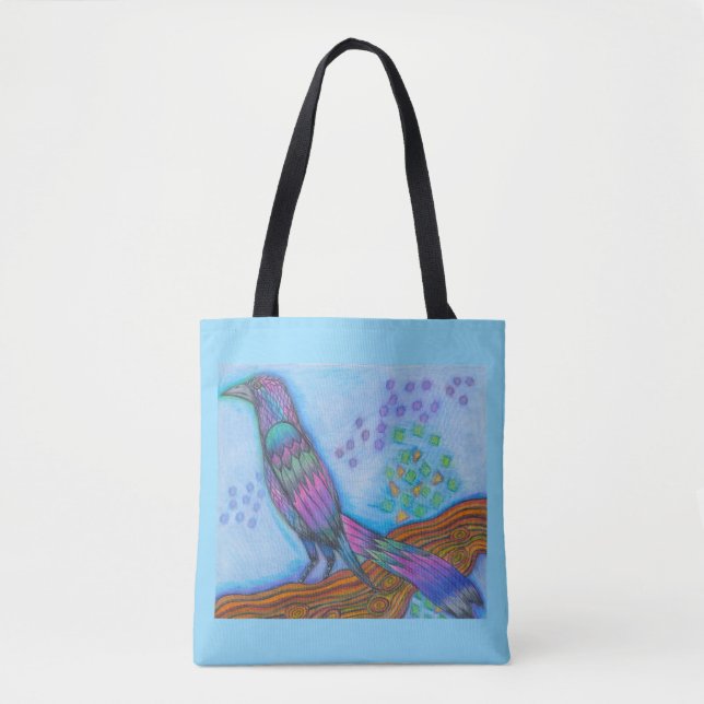 Blue Tote Bag mit Rainbow-Graswurst (Vorderseite)