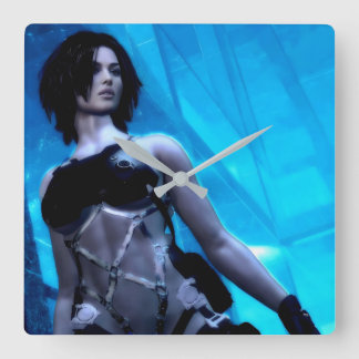 Blue Toxin wall clock Quadratische Wanduhr