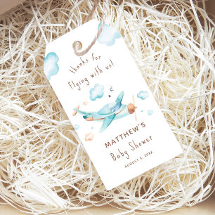 Blue Toy Airplane Boy Baby Dusche Vielen Dank Geschenkanhänger