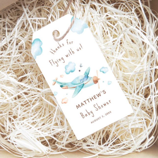 Blue Toy Airplane Boy Baby Dusche Vielen Dank Geschenkanhänger (Von Creator hochgeladen)