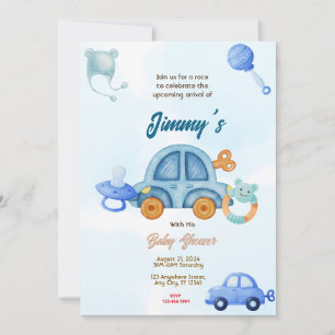 Blue Toy Car Baby Dusche Einladung