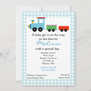 Blue Toy Train Baby Dusche Einladung