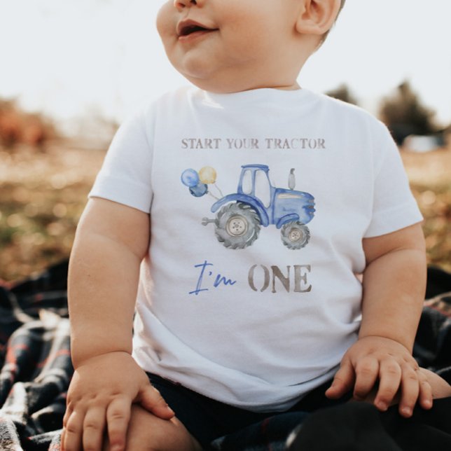 Blue Tractor Birthday T - Shirt (Von Creator hochgeladen)