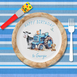 Blue Tractor Farm Birthday Paper Teller