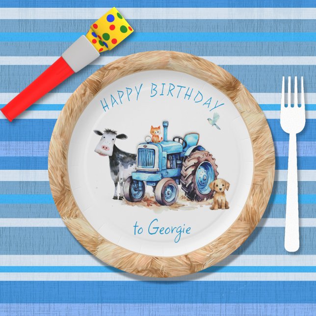 Blue Tractor Farm Birthday Paper Teller (Von Creator hochgeladen)