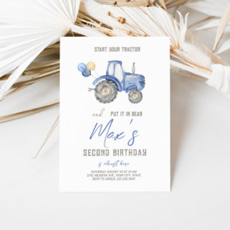 Blue Tractor Thema Geburtstag Einladung