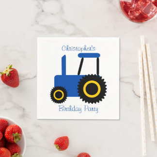 Blue Traktor Design Personalisiert Geburtstagspart Serviette