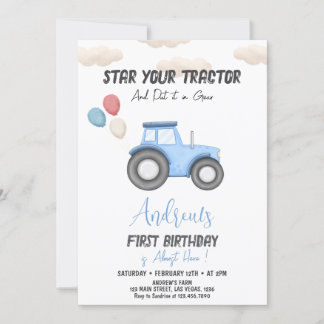 Blue Traktor in jedem Alter, Geburtstag des Bauern Einladung