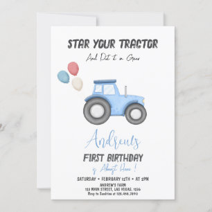 Blue Traktor in jedem Alter, Geburtstag Einladung