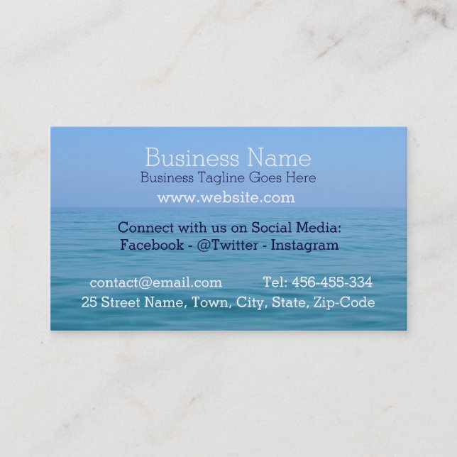 Blue Tranquile Ocean Business Card Visitenkarte (Vorderseite)