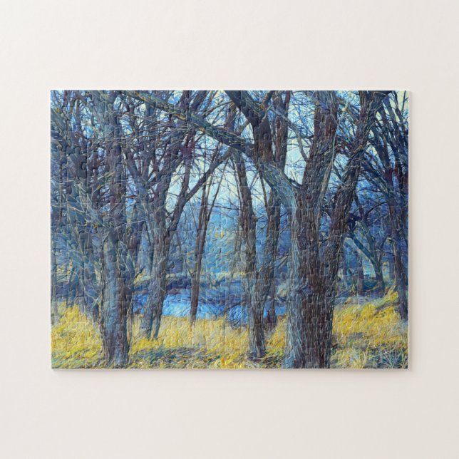 Blue Tree Forest Art Puzzle (Horizontal)