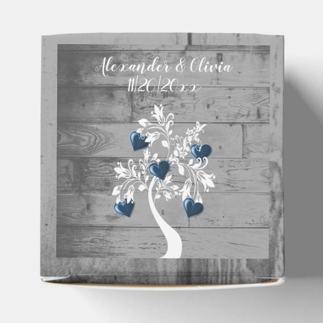 Blue Tree of Hearts Gastgeschenk Hochzeit Box Geschenkschachtel (Oben)