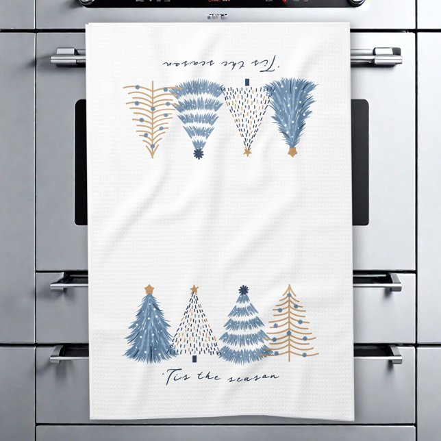 Blue Trees Modern Simple Christmas Holiday Geschirrtuch (Blue Trees Modern Simple Christmas Holiday Kitchen Towel)