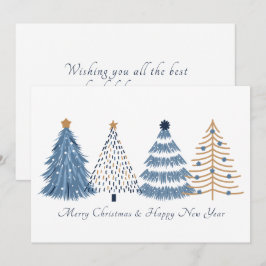 Blue Trees White Christmas Silvester Weihnachtskar Ankündigung