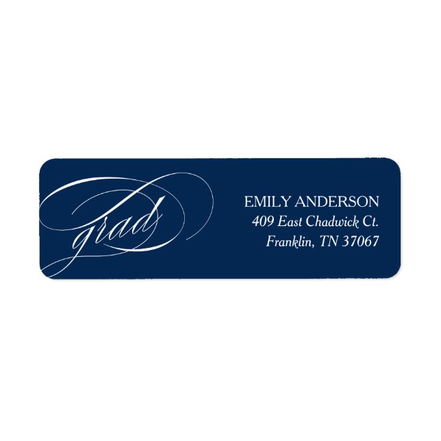 Blue Trendy Calligraphy Abschluss-Adresse (Vorne)