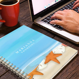 Blue Trendy Ocean Watercolor Personalisiert Notizbuch