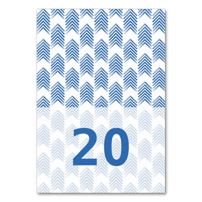 Blue Tribal Arrows Table Card Tischnummer (Vorderseite)