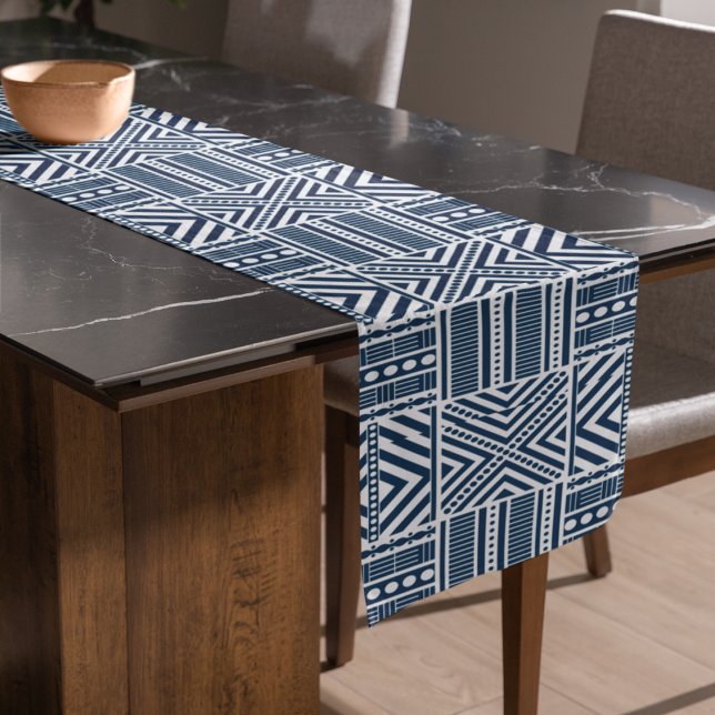 Blue Tribal Art Kurzer Tischläufer (table runner)