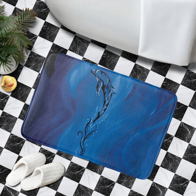 Blue Tribal Dolphin Badematte (Von Creator hochgeladen)