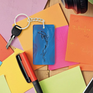 Blue Tribal Dolphin Schlüsselanhänger