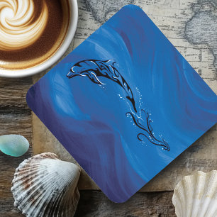 Blue Tribal Dolphin Untersetzer