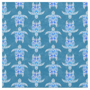 Blue Tribal Honu Sea Turtles Stoff