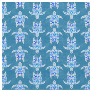 Blue Tribal Honu Sea Turtles Stoff