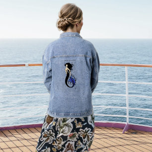 Blue Tribal Mermaid Jeansjacke