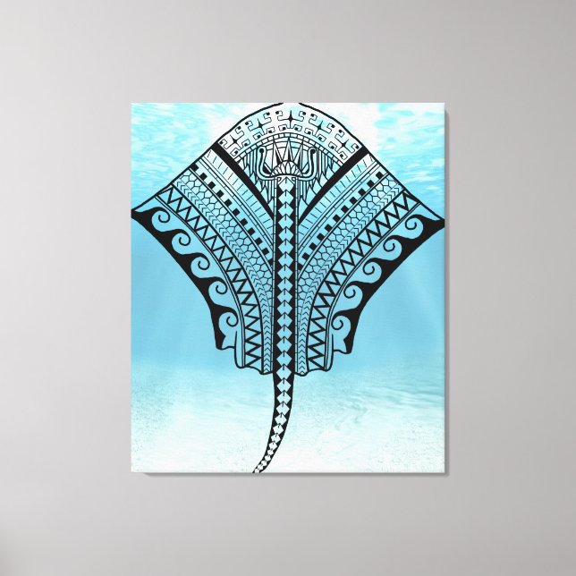 Blue Tribal Stingray Leinwanddruck (Vorderseite)