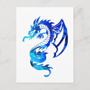 Blue Tribal Tattoo Dragon Postkarte