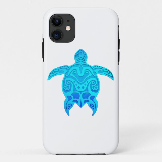 Blue Tribal Turtle Case-Mate iPhone Hülle (Rückseite)