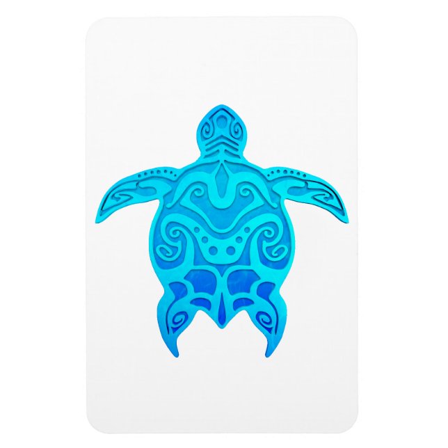 Blue Tribal Turtle Magnet (Vertikal)