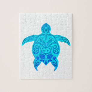 Blue Tribal Turtle Puzzle
