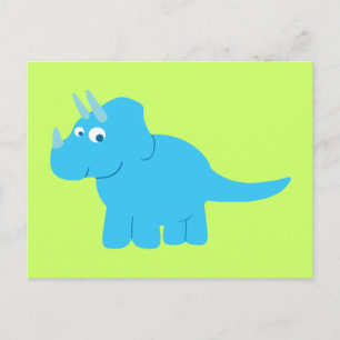 Blue Triceratops Dinosaurier Postkarte