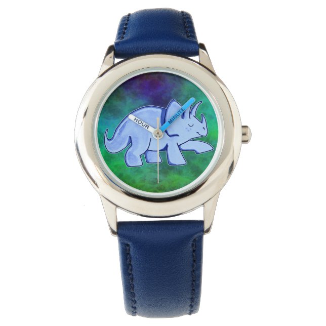 Blue Triceratops Watch Armbanduhr (Vorderseite)