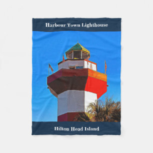 Blue Trimmed Hilton Head Harbour Town Lighthouse Fleecedecke
