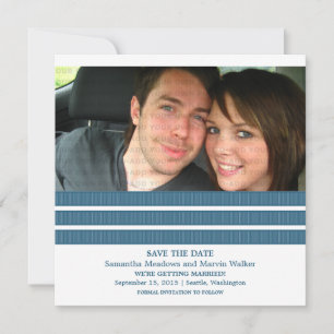 Blue Triple Stripe Foto Save the Date einladen Einladung